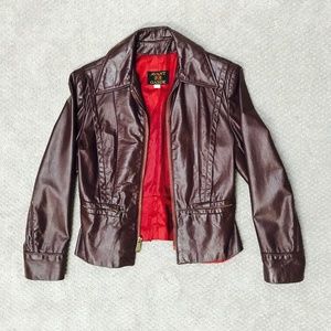 Vintage Deep Maroon & Crimson Lined Leather Jacket